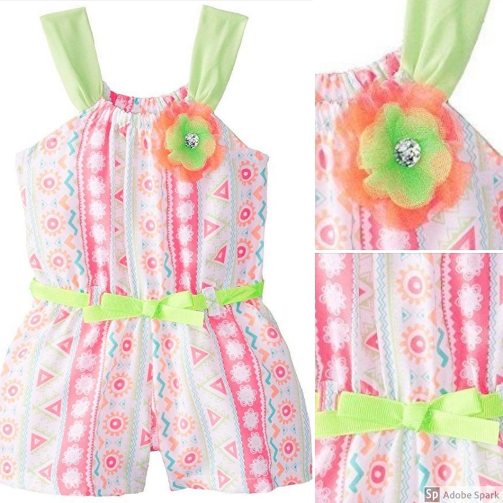 Little‎ Lass Baby Girls Romper 1 Piece Shorts Sunsuit Outfit size 6-9 Mo